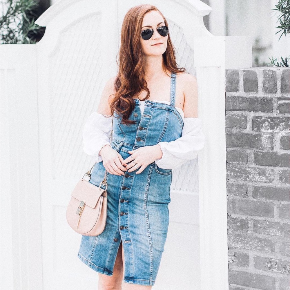 denim button front dress